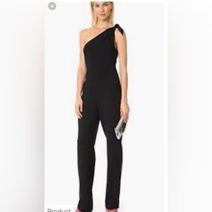 DVF Diane Von Furstenburg BLACK JUMPSUIT one shoulder straight leg